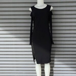 Carmen Black Long Sleeve Cold Shoulder Bodycon Dress Size M